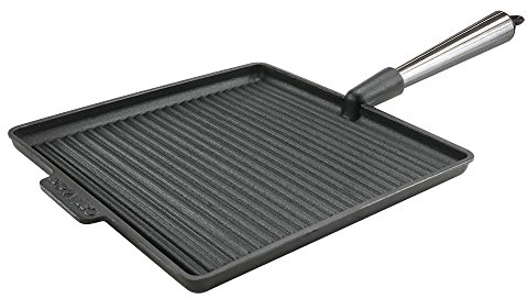 Carl Victor Gusseisenpfanne Grillpfanne eckig 28 x 28 cm ohne PFAS mit Edelstahlgriff
