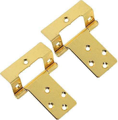 Merriway BH04894 (4 Pcs) Cranked Flush Hinge, Electro-Brassed 50mm x 16mm - Pack of 4 Pieces