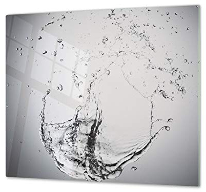Planche de cuisine en VERRE trempé – Planche à découper en verre – Couvre-plaques de cuisson – UNE PIÈCE (60x52 cm) ou DEUX PIÈCES (30x52 cm chacune);D02 Série Eau: Gouttes D'Eau 1