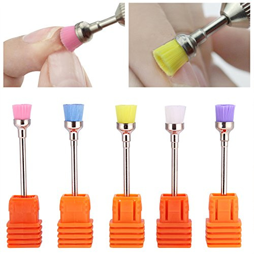 Tête de brosse propre de vernis à ongles, tête de brosse de 5Pcs pour le solvant de dissolvant de clou de machine