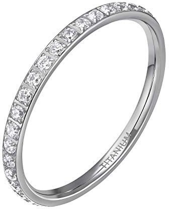 Mabohity Eternity Ringe Damen aus hochwertige Titan für Frauen, Mädchen, 2mm Silber, Größe 62
