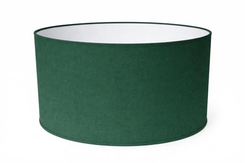 Zylinder Lampenschirm Baumwolle Stoff handgefertigt für Deckenleuchte, Tischleuchte, Stehlampe (Dunkelgrün, 40 cm Durchmesser 20 cm Höhe)