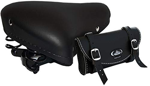 Montegrappa Fahrradsattel Vintage aus Kunstleder (schwarz) + Aufbewahrungstasche Montegrappa 0016 (schwarz)
