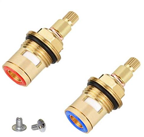 Concisea 2 Stück 1/2 Zoll Wasserhahn aus Messing, Keramik-Kartusche, Mischbatterie, Kopf mit Keramikscheiben, mit Schrauben, Keramik-Kartusche, Rot und Blau, für Küche, Badezimmer