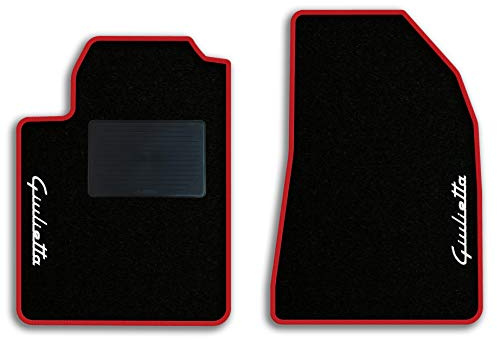QUEMAR Tappetini Auto per Alfa Romeo Giulietta (Anteriori) | 2010-2016 / Kit Tappeti Moquette e Gomma su Misura / Set 2 Anteriori / Ricami e Colori Personalizzati / Antiscivolo