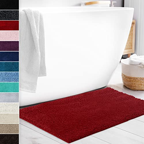 Floordirekt Badematte Sky Soft | Eckig & Rund | Badezimmerteppich | Extra flauschig | rutschfest & Schnell trocknend | Viele Farben & Größen (50 x 80 cm, Rot)