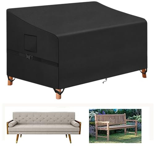 Kovshuiwe Funda Protectora para Banco de 3 Plazas,Fundas Impermeables para Sofás de Jardín,Cubierta Protectora de Muebles,a prueba de viento,y anti-UV,Tela Oxford 420D Transpirable(163x66x63/89 cm)