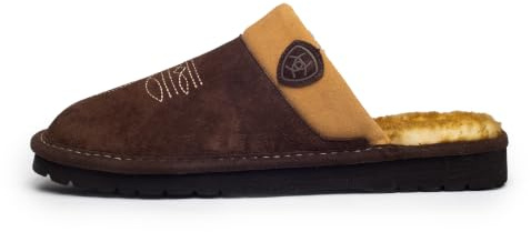ARIAT Men's Indoor & Outdoor Rubber Bottom Silversmith Square Toe Slippers, Chocolate w/chest, 12