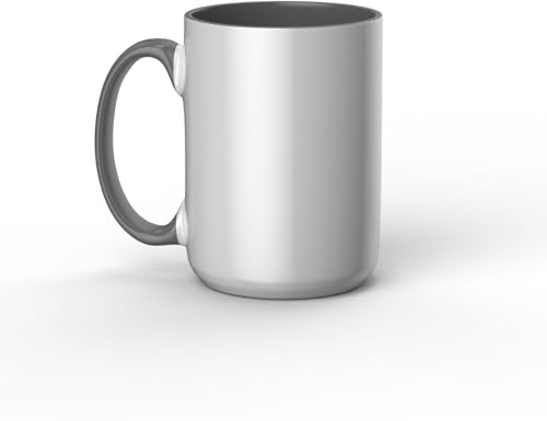 Cricut Taza de cerámica personalizable biselada - 425 ml/15 oz (1 ud.), gris | Revestimiento de cerámica, apto para lavavajillas y microondas, compatible con tinta infusible, sublimación de 15 onzas