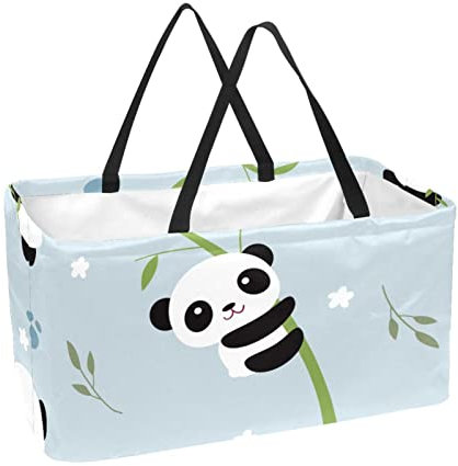 Wiederverwendbarer Einkaufskorb Panda-Cartoon-Bambus Tragbare Faltbare Picknick-Einkaufstüten Wäschekorb Einkaufstasche