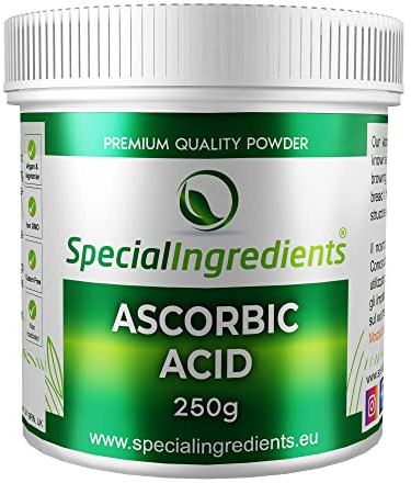 Special Ingredients Acide Ascorbique en poudre - Convient aux végétaliens, sans OGM, sans gluten - pot en plastique recyclable (250g)
