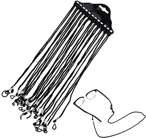 PLABBDPL Corde à Lunettes, 12Pcs Réglable Universel Attaches Sangles PU Lunettes Chaîne Ficelle Titulaire Cordons Femmes Hommes pour Sport Running Camping