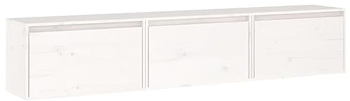 vidaXL TV Schrank 3-TLG. Wandschrank Hängeschrank Wohnwand Lowboard Fernsehschrank Fernsehtisch TV Möbel HiFi-Schrank Weiß Massivholz Kiefer