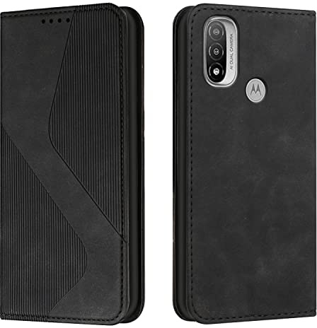 Mo-Somnus Funda para Motorola Moto E20/E40/Moto E30, Funda Carcasa de Cuero para Motorola Moto E20/E40/Moto E30, Cuero Billetera Flip Carcasa Magnético con Cáscara de TPU, Ranura para Tarjeta (Negro)
