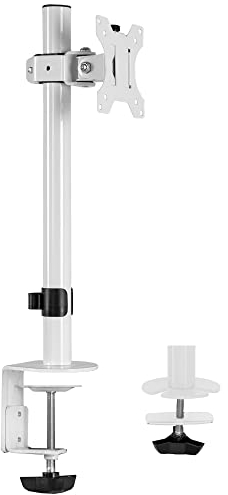 VIVO Einzelmonitor-Tischhalterung für 33–96,5 cm (13–38 Zoll) LCD-Monitore, robuste Ausführung, geeignet für 1 Standard- bis Ultrawide-Bildschirm bis 96,5 cm, Weiß, STAND-V001CW