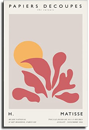 Henri Matisse Leaf And Sun – Ausstellungsposter – Meeresblatt Kunstdruck – Terrakotta, Orange – Papiers Decoupes Mitte Jahrhundert Leinwanddrucke für Wohnzimmer Schlafzimmer Dekoration 60 x 90 cm