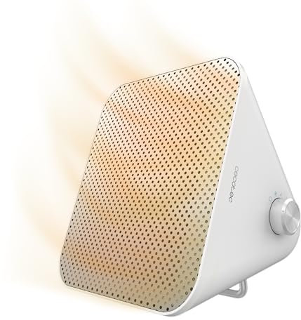 Cecotec Stufa Ceramica da Tavolo ReadyWarm 1500 Max Ceramic Design White. 1500 W, Termostato Regolabile e 3 Modalità di Funzionamento, Area di Copertura 15 m2