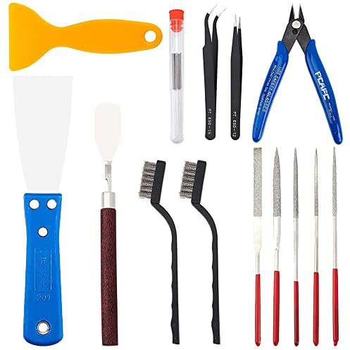 OLYCRAFT 23PCS 3d printer accessories Nozzle Cleaning Tools Removal Tools Kit Includes Putty Knife Wire Brush Wire Flush Cutters Scraper Knife Diamond Files and Tweezers for Cleaning 3D Printer