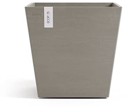 Ecopots Blumentopf Rotterdam Braun Grau (Taupe) - 40 x 40 cm quadratisch groß - Pflanzentopf aus Recycling Kunststoff - Übertopf modern für Indoor und Outdoor