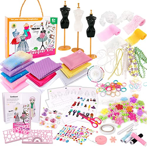 Fukamou 428 Stücke Modedesign Mädchen Fashion Design Mode Designer Bastelset Fashion Studio Nähset Mode Design Kreatives Kunst Basteln Geschenke Für Mädchen 6 7 8 9 10 11 12 Jahre
