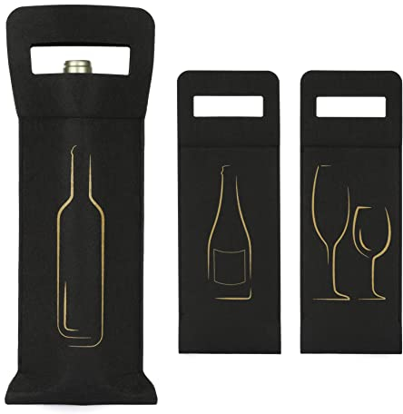 Nordstern® Filz Flaschentüten Geschenktüten für Wein-, Likör- und Sektflaschen - 3er Set