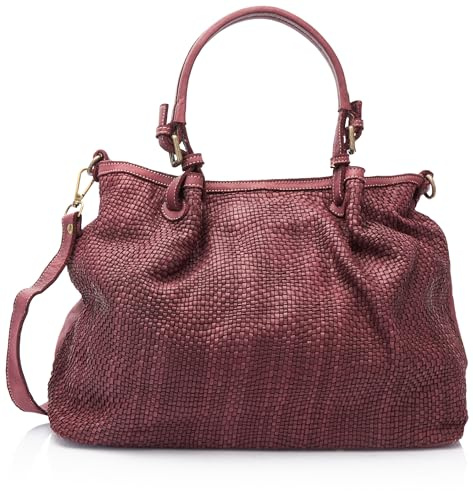 aleva Women's geflochtenem Leder Damen Shopper, DUNKELKIRSCH