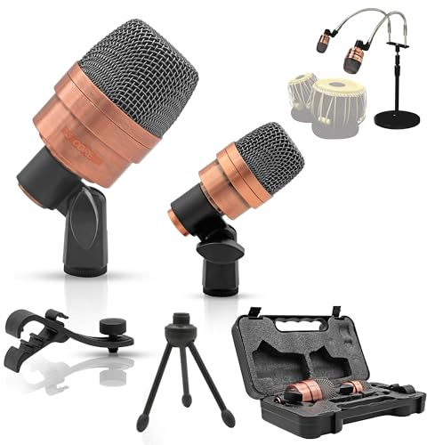 5 CORE Tabla Mic High Sensitivity Snare Tom Instrument Drum Microphone with Dynamic Moving Coil Uni-Directional Pick Up Pattern Swivel Mount Durable Steel Mesh Grille (Copper Finish)