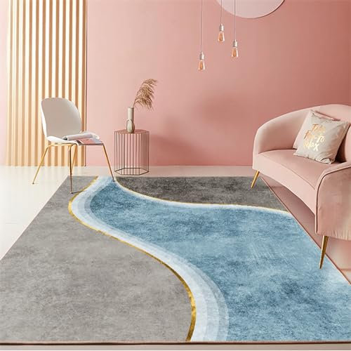 Flur,Leicht zu reinigen Rutschfester Teppich Blau Grau Schwarz Tinte Design,Kitchen Carpet Teppich jugendzimmer,120x160cm