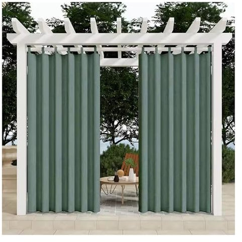 XHZon Outdoor Vorhang 2 Paneele, lichtfilternde Vorhänge aus Baumwollleinen, abnehmbare Oberseite, wasserdichte Outdoor-Sichtschutzvorhänge, Winddichte Veranda-Vorhänge(A5,54 * 63in)