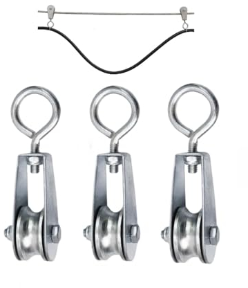 GYWHOOFT Poulie de levage, 3 paquets poulie avec roulements, 32 mm Poulie de gymnastique en inox, poulie simple ensemble, poulie, rotation à 360°, poulie pour câble de fitness, transport