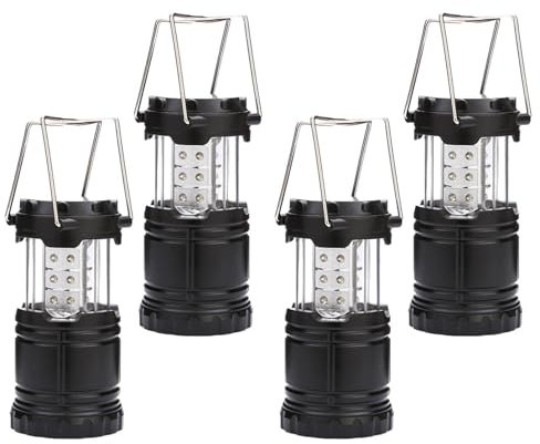 Paquete de 4 luces de camping alimentadas por pilas, iluminación de emergencia para cortes de energía, luces LED de emergencia para el hogar, linternas impermeables que funcionan con pilas para uso en