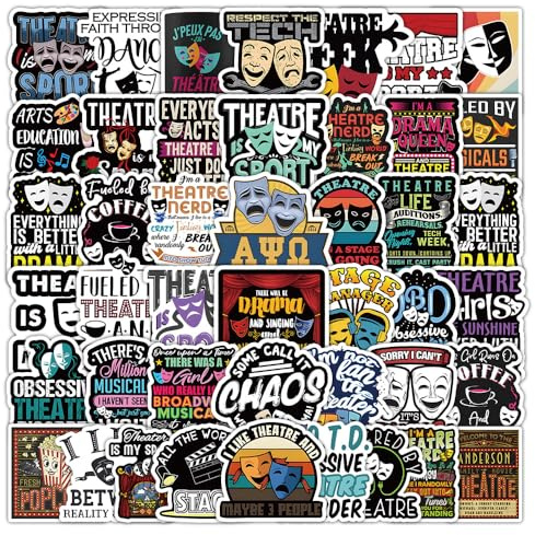 Theatre Stickers 100 Pcs Vinyl Cute Cartoon Sticker for Water Bottle Skateboard Scrapbook Laptop Luggage Computer Car Helmet Bike Refrigerator,Waterproof Funny Sticker for Teens Adults Kids