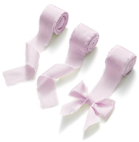 AOKSUNOVA Schleifenband Lila Geschenkband Flieder 2,5cm Seidenband Chiffonband Lila Band Hochzeit Stoffband Dekoband