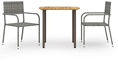AJJHUUKI Gartenmöbel-Set, 3-teilig, Polyrattan, Grau