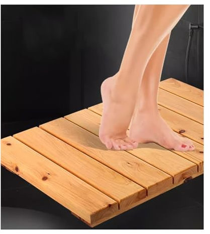 Hochwertige Bambus-Badematte, rutschfeste Holz-Duschmatte für Badezimmer, Spa, Sauna, Pool, Innen- und Außenbereich, Holzmatte, 61 x 61 cm, rutschfeste und umweltfreundliche Holzmatte