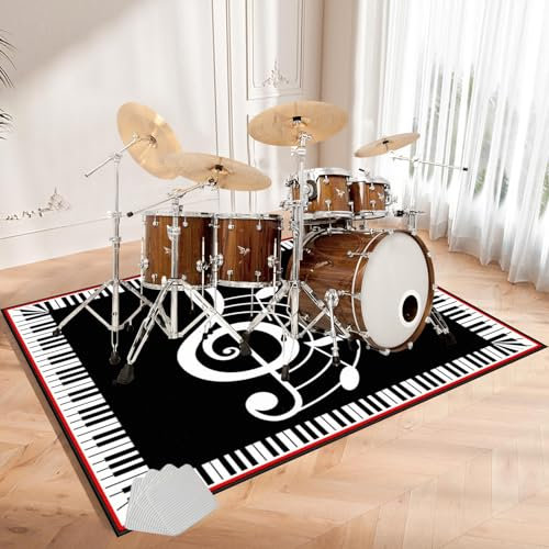 200 x 170 cm Drum Teppich Schlagzeugteppich Elektronisches Schlagzeug Rug Schallschutz Teppich Matte Professionelles rutschfeste Schallschutzmatte Dicht Gewebter Oberfläche Zubehör für Drum Kit