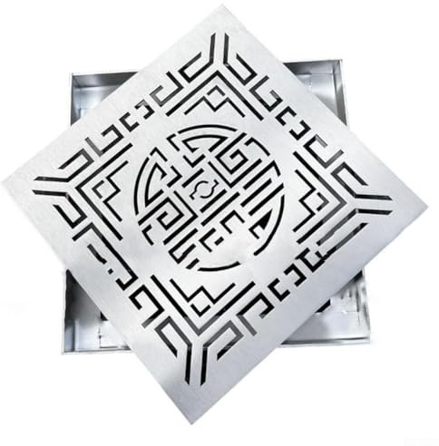 Cubierta de drenaje para exteriores, rejilla de drenaje de acero inoxidable, rejilla de alcantarillado de lluvia con marco, para espacios públicos, patio, terraza, desagüe (200 x 200 x 20 x 2 mm)