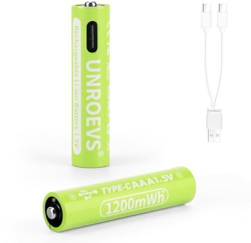 UNROEVS AAA USB-C Rechargeable Batteries,1.5V 1200 mWh,Triple A Rechargeable AAA Lithium Battery,Long Lasting,Fast Charge for Flashlights,Gaming,Toys. (2 Packs)