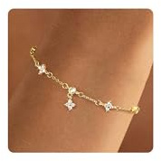 MOGASA Kleeblatt Armband Silber 925 Damen 14K Vergoldet Armbänder Damen | Armband Damen Mit Cubic Zirkonia Verstellbare Armband Silber für Frauen Mädchen Armband Gold Schmuck Geschenke