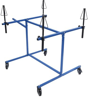 Soporte profesional para reparación de llantas, con soportes giratorios de 360° para 4 llantas, de acero galvanizado, 90 x 90 x 80 cm, para trabajos en parachoques
