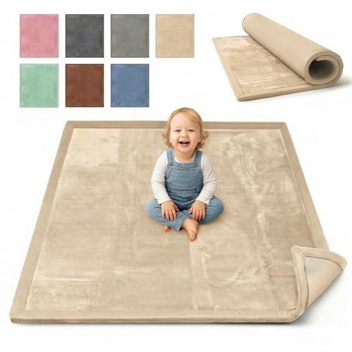 BabybeFun Krabbelmatte Baby - kuschelig weich - 3cm Dicke Spielmatte - schützt vor Stößen - Teppich Kinderzimmer 120x170cm - rutschfeste Schaumstoffmatte - Spielteppich Kinder - Krabbeldecke warm