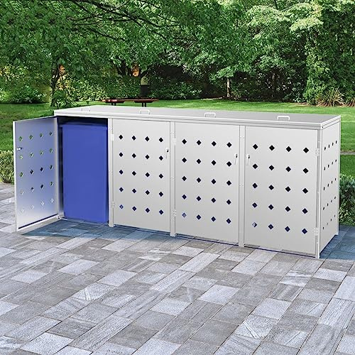 Massbinet Mülltonnenbox für 4 Tonnen 240 L Edelstahl