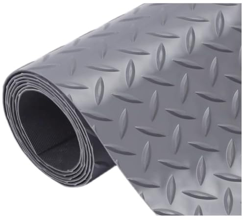 Bodenbelagsrolle mit Rautenmuster, 1,5 mm dick PVC-Gummimatte rutschfeste Bodenschutzmatte Für den Unterboden großer SUVs, Pickups, Wohnmobile, Fitnessstudios, Grau,1.5x4m
