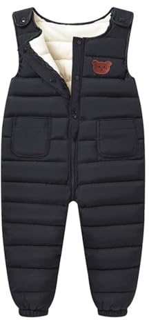 Gcnenwnd - Pantalón de nieve para bebé y niña, mono cálido de plumón de invierno para niños pequeños y actividades al aire libre de 6 meses a 6 años, Negro , 90 cm