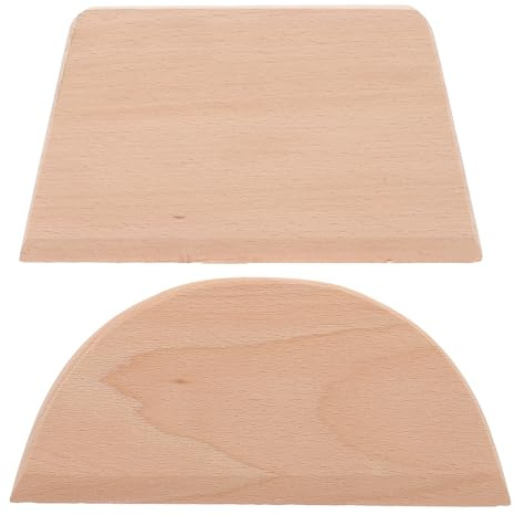 COHEALI Raschietto per Impasto in Legno 2 Pezzi Tagliapasta Semicerchio e Trapezoidale Utensile da Cucina per Tagliare Sezionare e Raschiare Impasti per Uso Domestico e Professionale