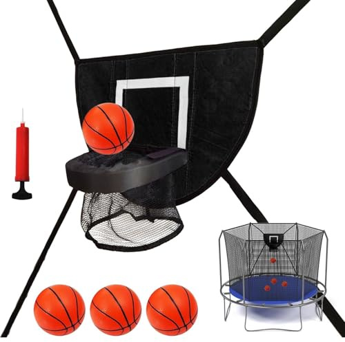 Basketballkorb Für Trampolin, Weicher Basketballkorb Für Kinder Mit 4 Bällen Und Pumpe, Trampolinzubehör, Für Garten, Rasen, Spielplatz, Innen Und Außenbereich