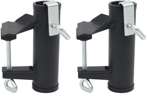 Kaloriko Soporte para sombrilla de balcón de acero, 2 unidades, 25-38 mm, con recubrimiento en polvo, fijación estable para terraza, jardín, protección contra el viento y accesorios de protección