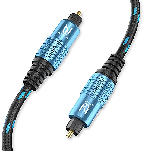Cable Ultra HDTV Premium Toslink: Cable de Audio óptico de 0,5 Metros, Cable Digital con protección contra dobleces, Cubierta de Nylon, Alivio de tensión y enchufes Completamente metálicos