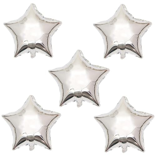 TRIXES Palloncini Metallizzati Stella Argento 5 pz - 18 | Stelle in foil argento, perfette per compleanni, feste di famiglia, eventi, ricorrenze e celebrazioni
