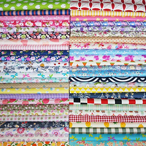 50Pcs Baumwollstoff 20x20cm Patchwork Stoffe DIY Gewebe Quadrate Baumwolltuch Stoffpaket zum Nähen mit vielfältigem Muster
